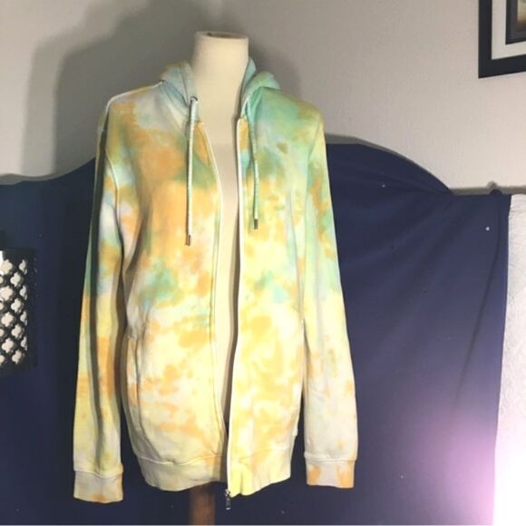 H&M Size Yellow/Green Tie Dye Hoodie Sweater - Picture 8 of 14